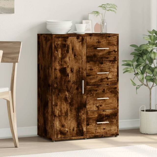 Berkfield Home Sideboard Smoked Oak 60x31x84 cm Engineered Wood in Brown - Size: 60 x 31 x 84 cm - image 1