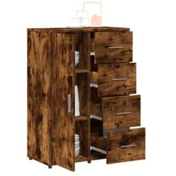Berkfield Home Sideboard Smoked Oak 60x31x84 cm Engineered Wood in Brown - Size: 60 x 31 x 84 cm - thumbnail 4