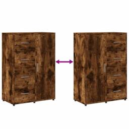 Berkfield Home Sideboard Smoked Oak 60x31x84 cm Engineered Wood in Brown - Size: 60 x 31 x 84 cm - thumbnail 8