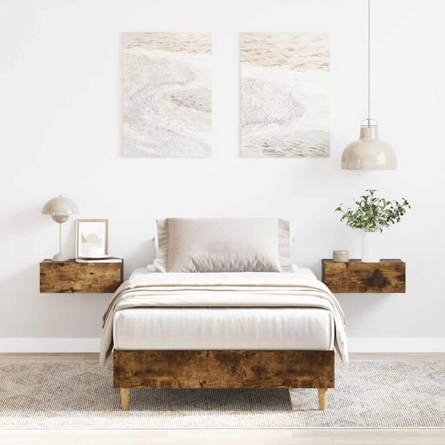 Berkfield Home Bed Frame No Mattress Smoked Oak 75x190 cm Small Single Engineered Wood in Brown - image 1