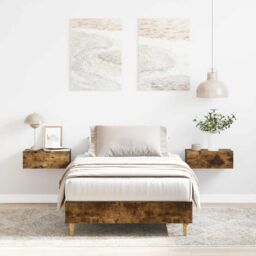 Berkfield Home Bed Frame No Mattress Smoked Oak 75x190 cm Small Single Engineered Wood in Brown - thumbnail 1