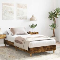 Berkfield Home Bed Frame No Mattress Smoked Oak 75x190 cm Small Single Engineered Wood in Brown - thumbnail 3
