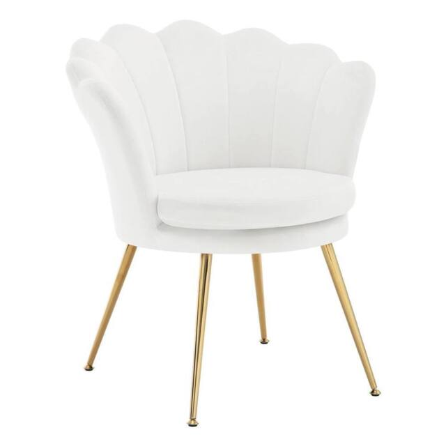 SPETLEK Velvet Living Room Armchair Dressing Table Chair White - Size: 0.6m2 - image 1