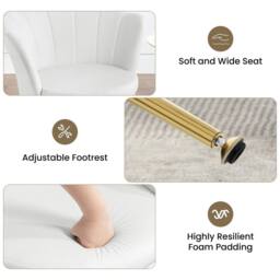 SPETLEK Velvet Living Room Armchair Dressing Table Chair White - Size: 0.6m2 - thumbnail 4