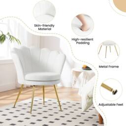 SPETLEK Velvet Living Room Armchair Dressing Table Chair White - Size: 0.6m2 - thumbnail 6
