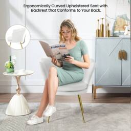 SPETLEK Velvet Living Room Armchair Dressing Table Chair White - Size: 0.6m2 - thumbnail 5