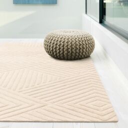The Rug Shop UK Cream Handmade Wool Modern Geometric Easy To Clean Ivory Area Rug - Size: 200 cm x 290 cm - thumbnail 4