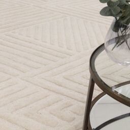 The Rug Shop UK Cream Handmade Wool Modern Geometric Easy To Clean Ivory Area Rug - Size: 200 cm x 290 cm - thumbnail 2