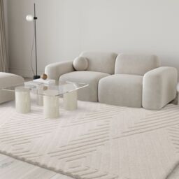 The Rug Shop UK Cream Handmade Wool Modern Geometric Easy To Clean Ivory Area Rug - Size: 200 cm x 290 cm - thumbnail 1