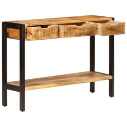 Berkfield Home Sideboard with 3 Drawers 110x35x75 cm Solid Mango Wood in Brown - Size: 110 x 35 x 75 cm - thumbnail 4