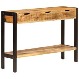 Berkfield Home Sideboard with 3 Drawers 110x35x75 cm Solid Mango Wood in Brown - Size: 110 x 35 x 75 cm - thumbnail 1