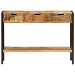 Berkfield Home Sideboard with 3 Drawers 110x35x75 cm Solid Mango Wood in Brown - Size: 110 x 35 x 75 cm - thumbnail 3