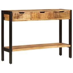 Berkfield Home Sideboard with 3 Drawers 110x35x75 cm Solid Mango Wood in Brown - Size: 110 x 35 x 75 cm - thumbnail 2