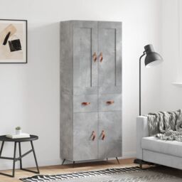 Berkfield Home Highboard Concrete Grey 69.5x34x180 cm Engineered Wood - thumbnail 1