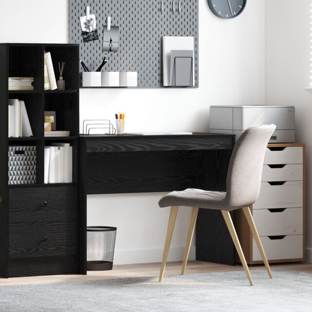 Berkfield Home Black Oak Writing Desk Black oak Engineered wood 100 x 40 x 76 cm - image 1