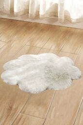 Living and Home 90CM Flower Shaped Super Soft Shaggy Area Rug in White - Size: 90 cm diameter - thumbnail 2