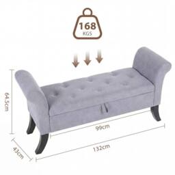 EONLION Upholstered Ottoman Storage Bench in Grey - Size: 100 cm - thumbnail 2