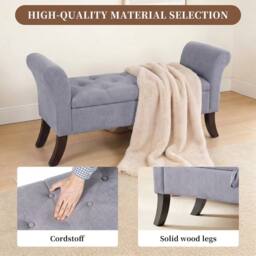 EONLION Upholstered Ottoman Storage Bench in Grey - Size: 100 cm - thumbnail 5