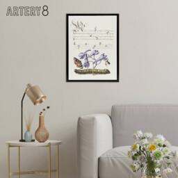 "Artery8 Butterfly Caterpillar & Flower Calligraphy Framed Canvas Wall Art in White - Size: W12"" x H16""" - thumbnail 3