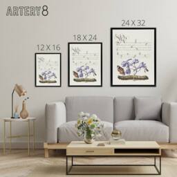 "Artery8 Butterfly Caterpillar & Flower Calligraphy Framed Canvas Wall Art in White - Size: W12"" x H16""" - thumbnail 4