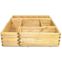 Primrose Wooden Pine Raised Flower Bed Plant Pot Outdoor Trough Planter 200cm in Natural - thumbnail 3