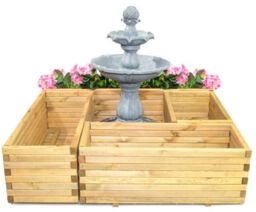 Primrose Wooden Pine Raised Flower Bed Plant Pot Outdoor Trough Planter 200cm in Natural - thumbnail 2