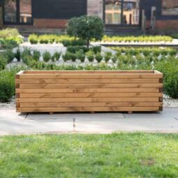 Primrose Wooden Pine Raised Flower Bed Plant Pot Outdoor Trough Planter 200cm in Natural - thumbnail 1
