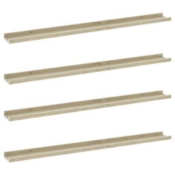 Berkfield Home Wall Shelves 4 pcs White & Sonoma Oak 100x9x3 cm - Size: 100 x 9 x 3 cm - thumbnail 2