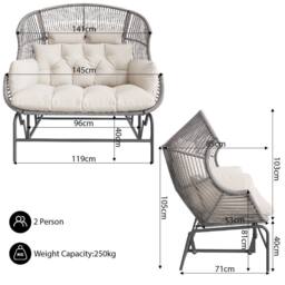 Matteo Garden Rocking Chair for Two in Grey - thumbnail 6