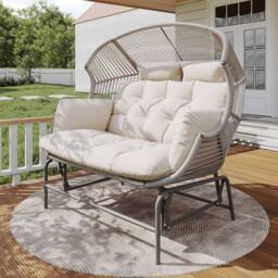 Matteo Garden Rocking Chair for Two in Grey - thumbnail 1