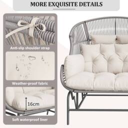 Matteo Garden Rocking Chair for Two in Grey - thumbnail 3