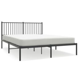 Berkfield Home Metal Bed Frame with Headboard Black 160x200 cm - thumbnail 2