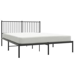 Berkfield Home Metal Bed Frame with Headboard Black 160x200 cm - thumbnail 3