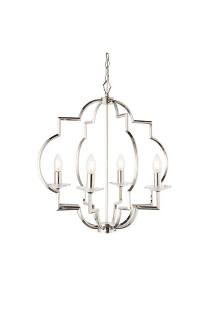 Netlighting Garland 4 Light Ceiling Pendant Polished Nickel & Clear Crystal Glass E14 - image 1