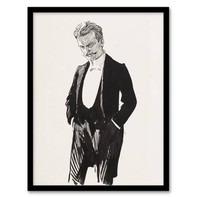 Artery8 Albert Edelfelt Composer Jean Sibelius Portrait Framed Wall Art Print in White - Size: A4 - image 1
