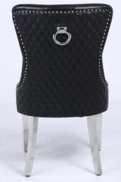 Modernique A Pair (x2) Leather Aire High Back Dining Chairs with Chrome Legs in Black - thumbnail 2