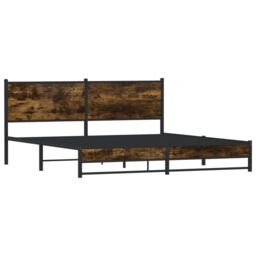 Berkfield Home Metal Bed Frame without Mattress Smoked Oak 160x200 cm in Brown - thumbnail 3