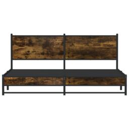 Berkfield Home Metal Bed Frame without Mattress Smoked Oak 160x200 cm in Brown - thumbnail 5