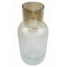 Leaf Ridged Ombre Glass Vase 34cm in Dark Brown - thumbnail 4