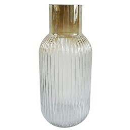 Leaf Ridged Ombre Glass Vase 34cm in Dark Brown - thumbnail 1