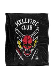 Stranger Things Hellfire Club Logo Officially Licensed Silky Touch Super Soft Throw Blanket 152 x 127 cm in White - thumbnail 1
