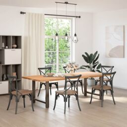 Berkfield Home Coffee Table Legs Natural Steel 2 pcs 80x(72-73) cm Steel in Grey - thumbnail 2