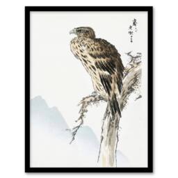 Artery8 Black Eared Kite Bird Japanese Japan Framed Wall Art Print Numata Kashu - Size: A4 - thumbnail 1