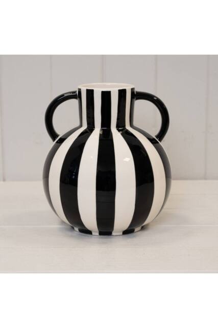 KDMD Black & White Striped Statement Vase - image 1