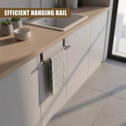 KORVIXA Black Over Door Hanging Towel Rail Holder Rack - thumbnail 3