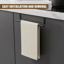 KORVIXA Black Over Door Hanging Towel Rail Holder Rack - thumbnail 4