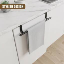 KORVIXA Black Over Door Hanging Towel Rail Holder Rack - thumbnail 5