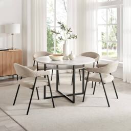 FurnitureboxUK 2x Delos Beige Fabric Dining Chairs - thumbnail 4