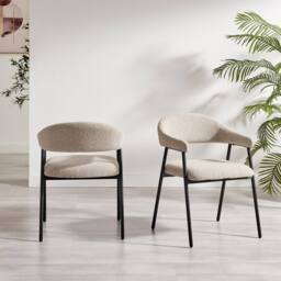 FurnitureboxUK 2x Delos Beige Fabric Dining Chairs - thumbnail 3