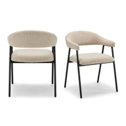 FurnitureboxUK 2x Delos Beige Fabric Dining Chairs - thumbnail 6